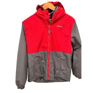 Eddie Bauer Kids‎ Lone Peak 3-in-1 Jacket Large Red Gray Waterproof Fleece EUC